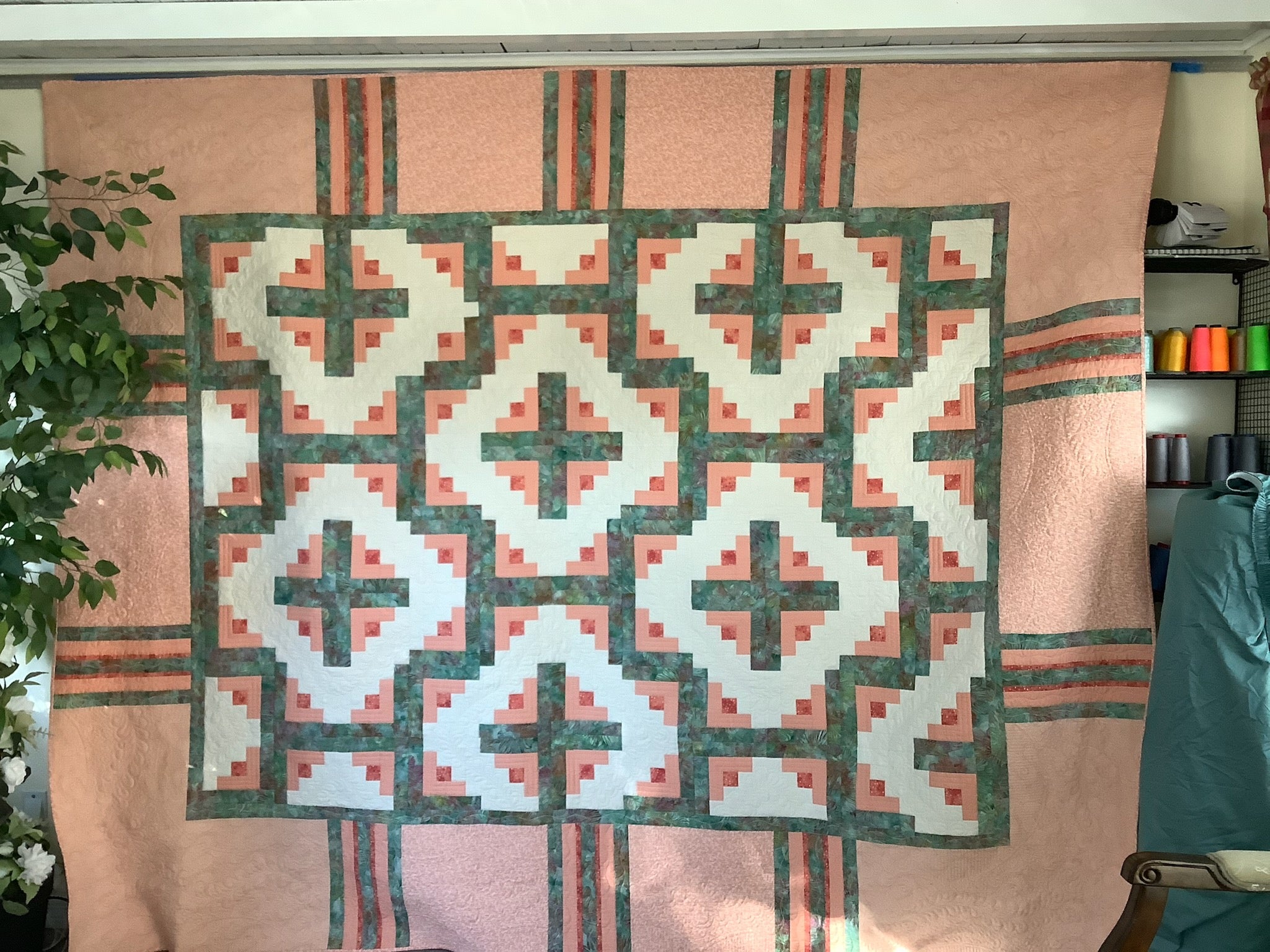 Southwest Coral Log Cabin Quilt