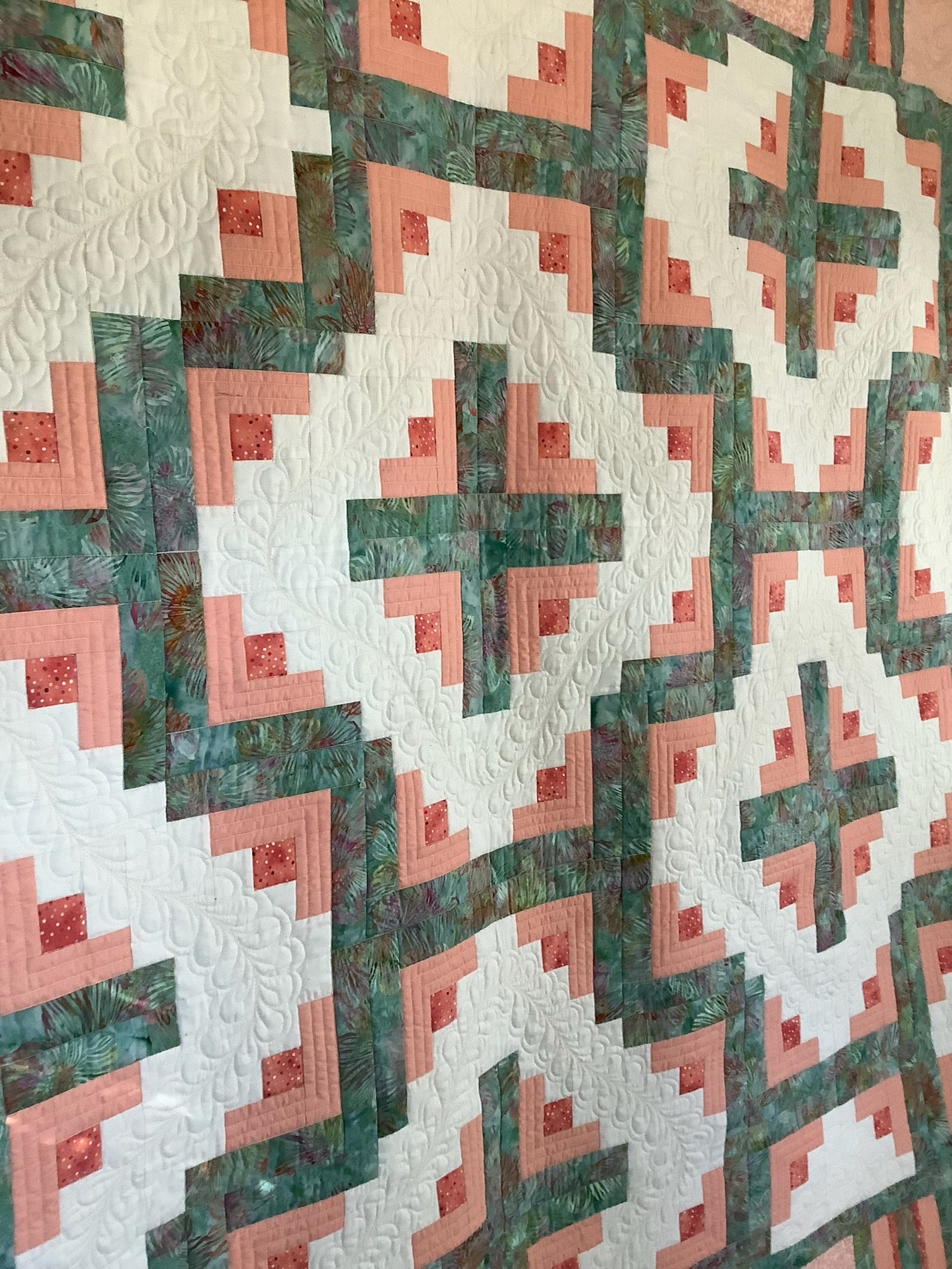 Southwest Coral Log Cabin Quilt