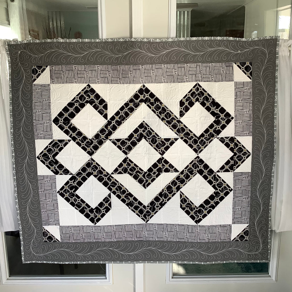 Black and White Abstract Star Throw/ Wall Hanging