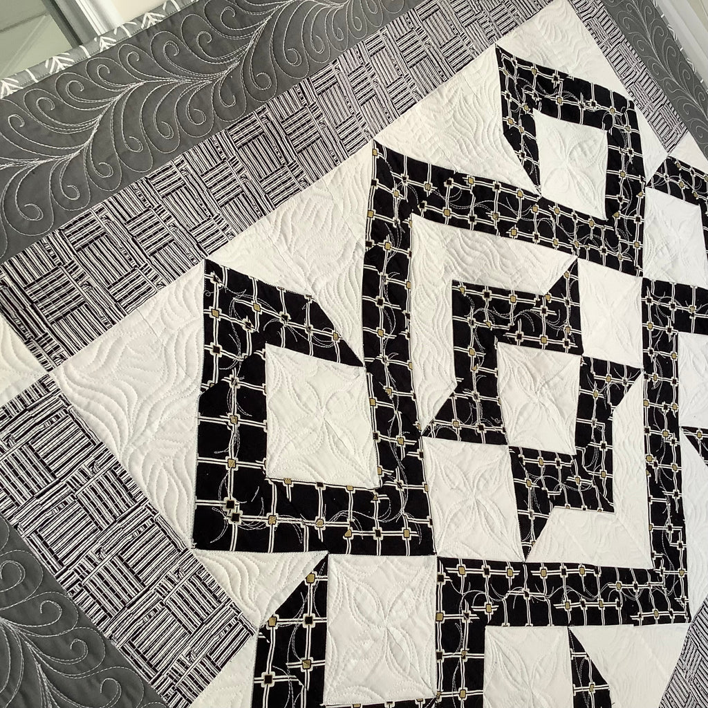 Black and White Abstract Star Throw/ Wall Hanging