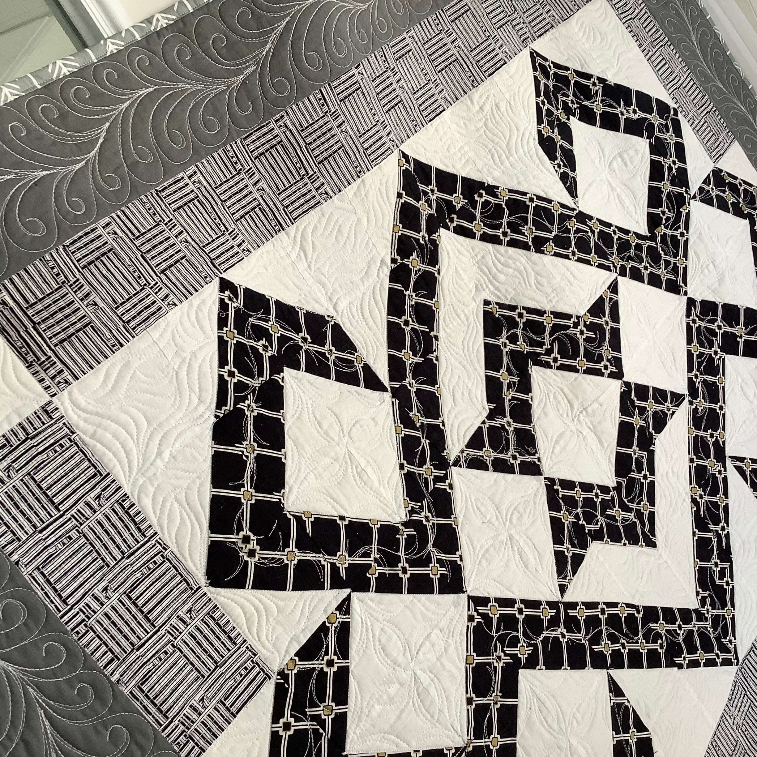 Black and White Abstract Star Throw/ Wall Hanging
