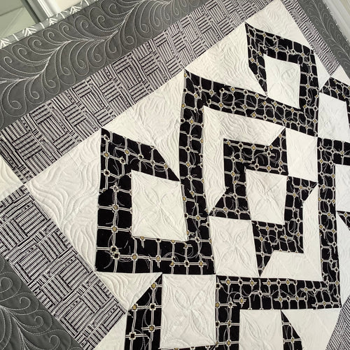 Black and White Abstract Star Throw/ Wall Hanging