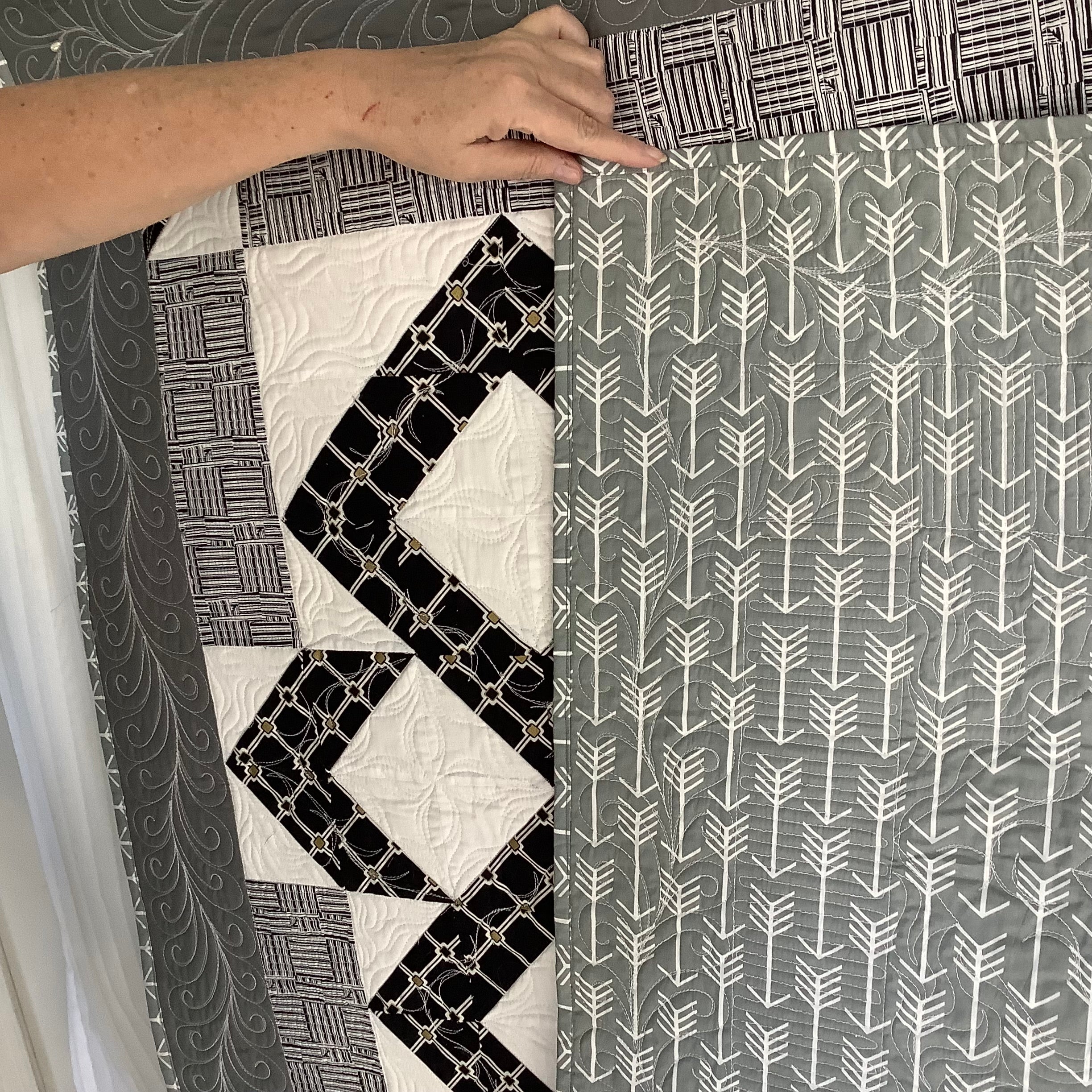 Black and White Abstract Star Throw/ Wall Hanging